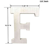 16" Distressed White Wash Wooden Initial Letter F Sculpture - Homeroots - Flyclothing LLC