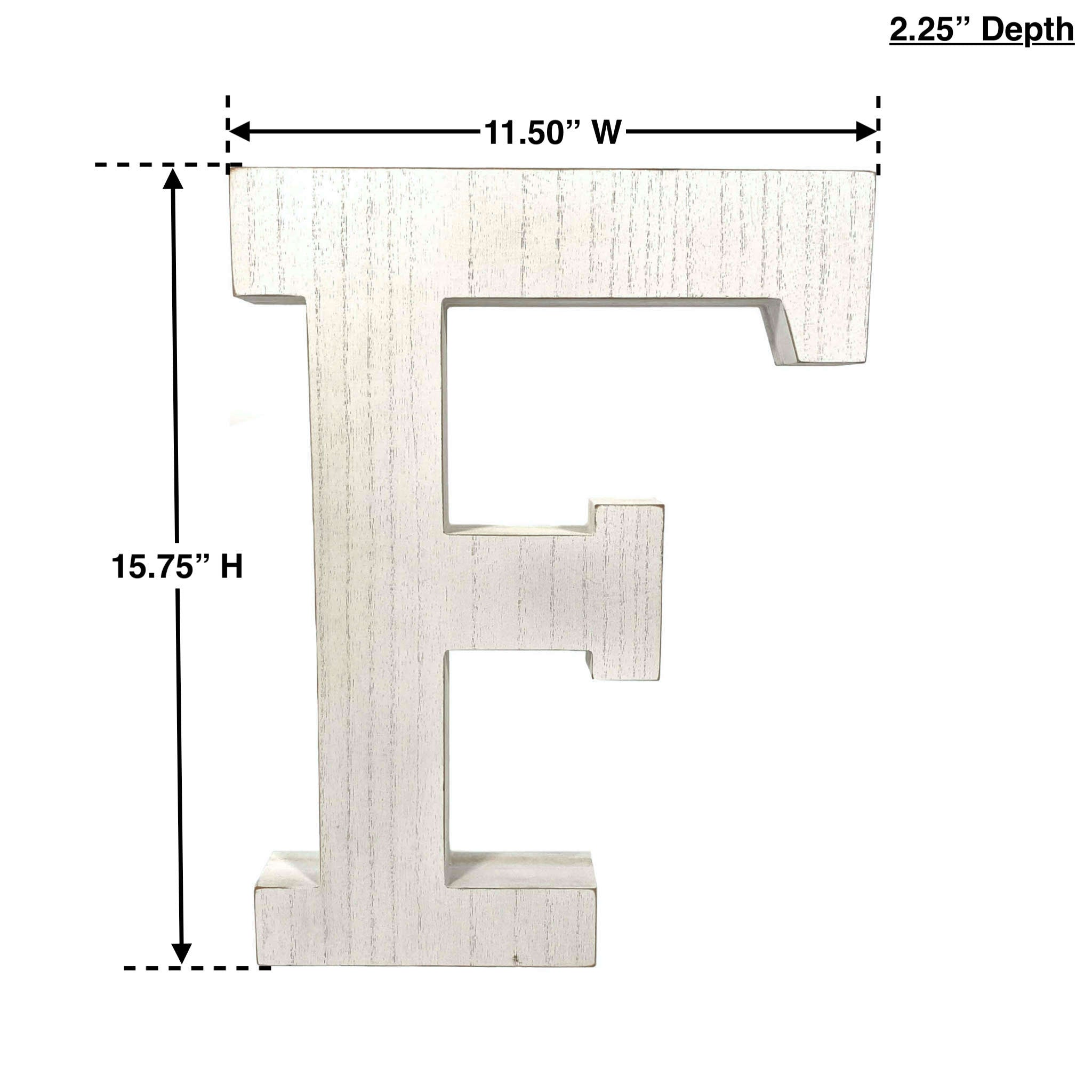16" Distressed White Wash Wooden Initial Letter F Sculpture - Homeroots - Flyclothing LLC