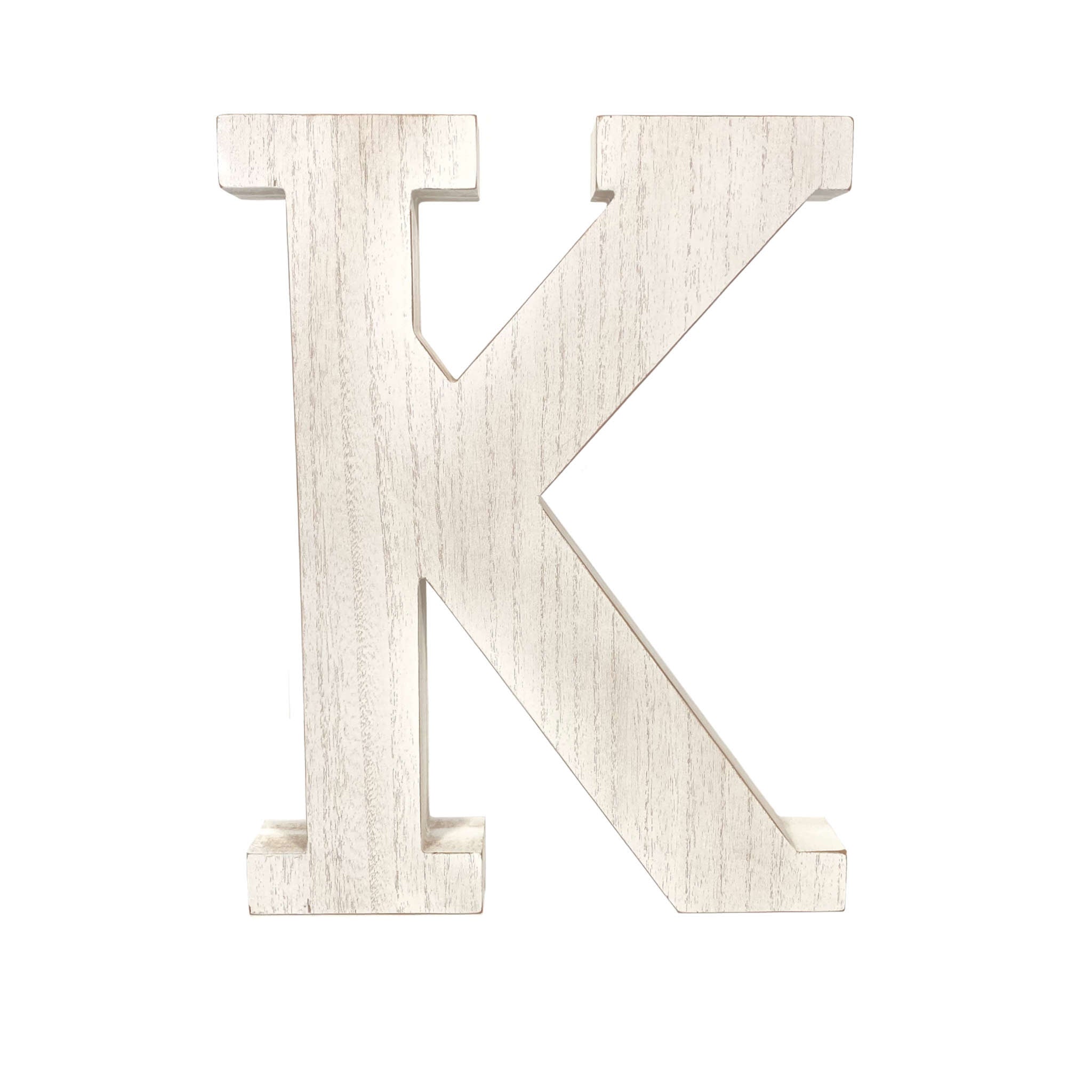 16" White Distressed Wood Letter K Tabletop Sculpture - Homeroots - Flyclothing LLC