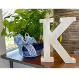 16" White Distressed Wood Letter K Tabletop Sculpture - Homeroots - Flyclothing LLC