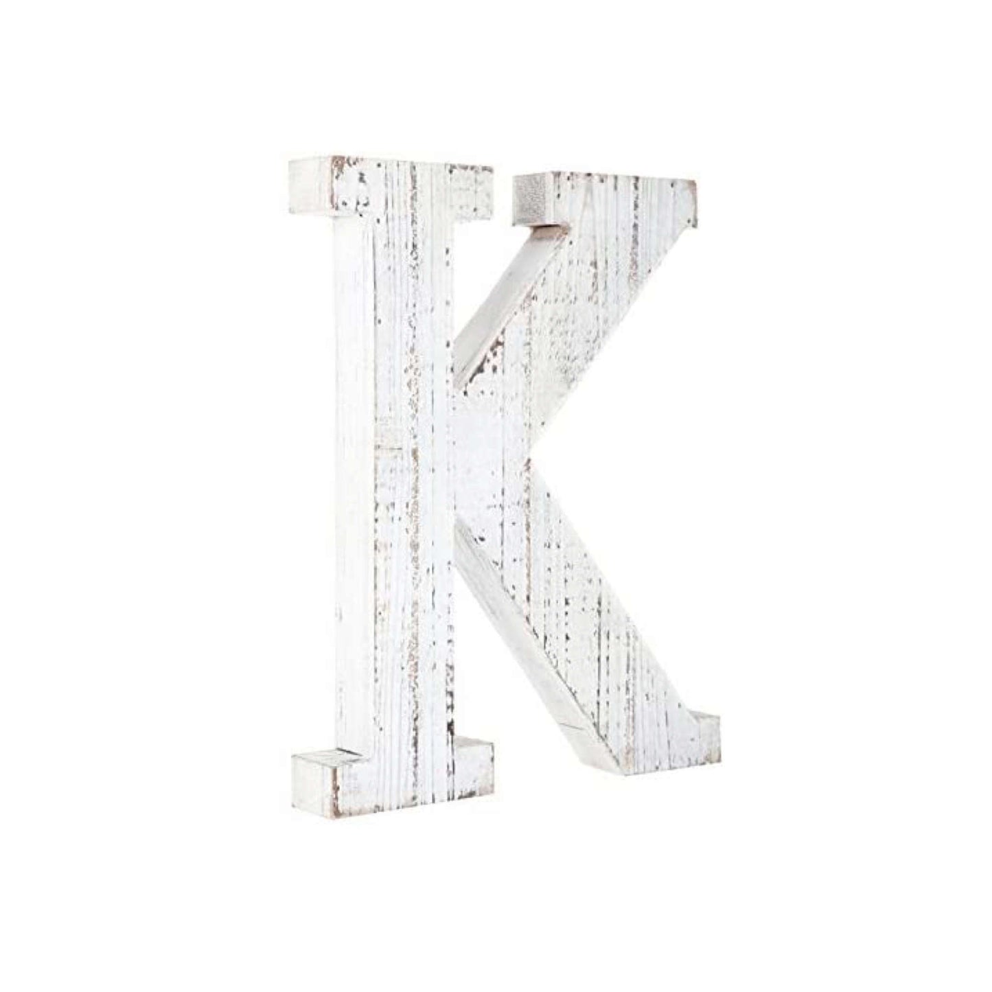 16" White Distressed Wood Letter K Tabletop Sculpture - Homeroots - Flyclothing LLC