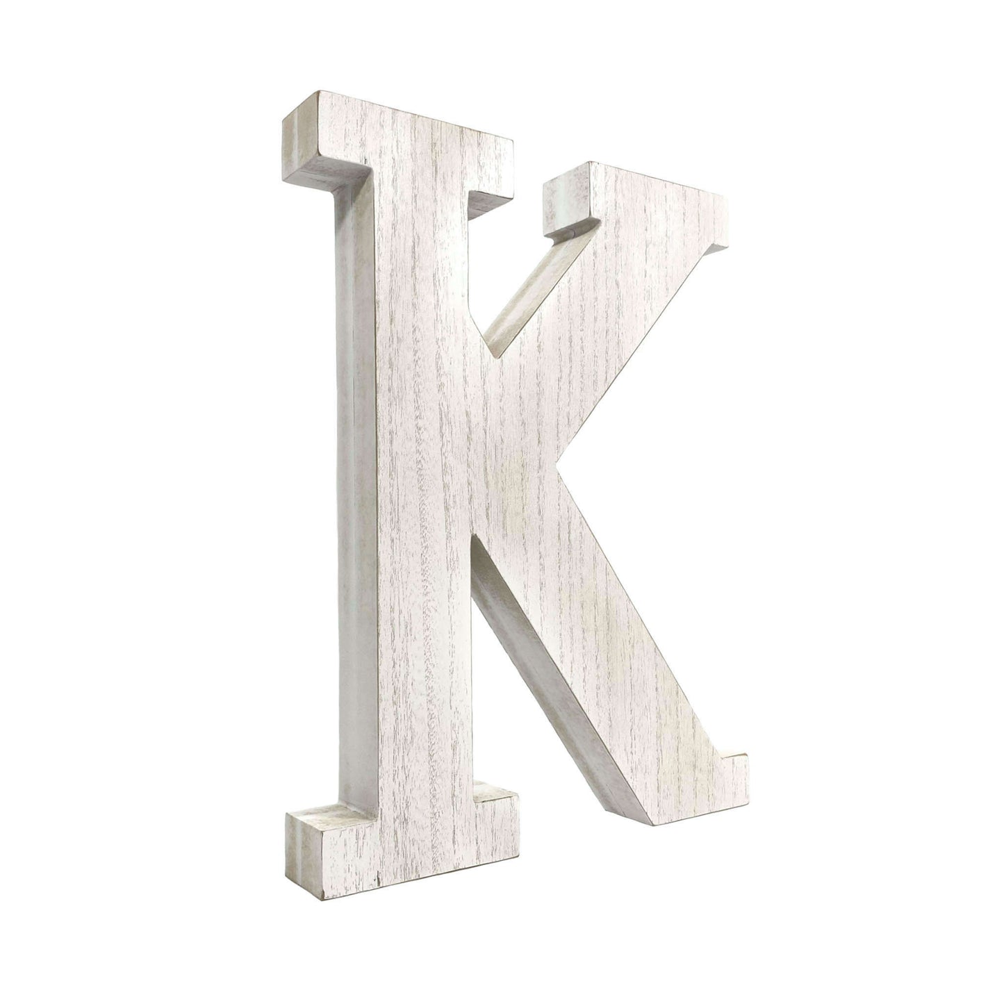 16" White Distressed Wood Letter K Tabletop Sculpture - Homeroots - Flyclothing LLC