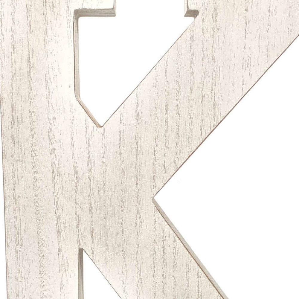 16" White Distressed Wood Letter K Tabletop Sculpture - Homeroots - Flyclothing LLC