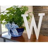 16" Distressed White Wash Wooden Initial Letter W Sculpture - Homeroots