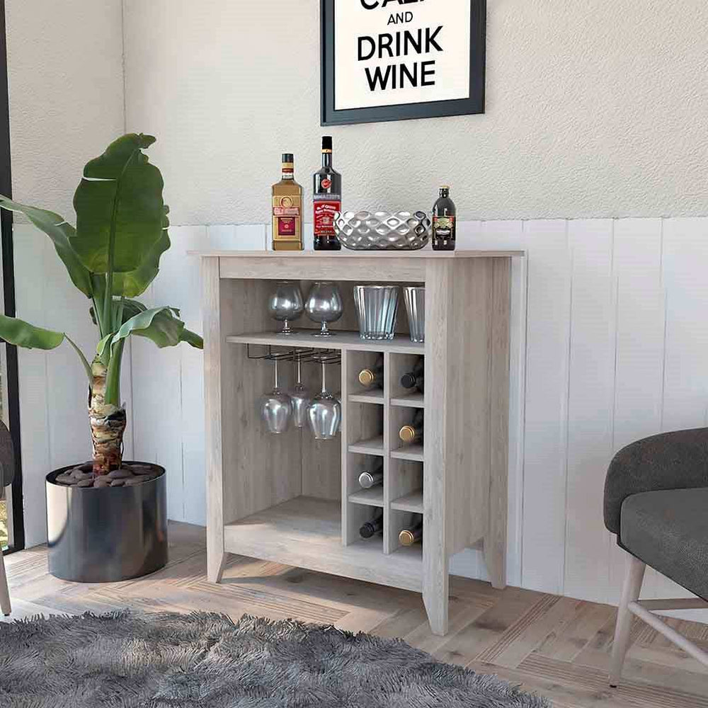 Light Gray Bar Cart With Wine Storage - Homeroots - Flyclothing LLC