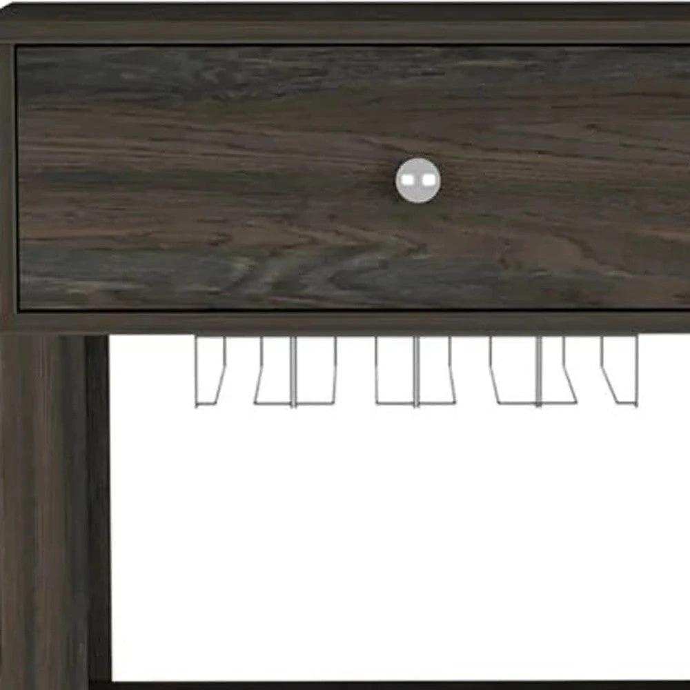 Espresso Rolling Bar Cart With Wine Storage - Homeroots - Flyclothing LLC