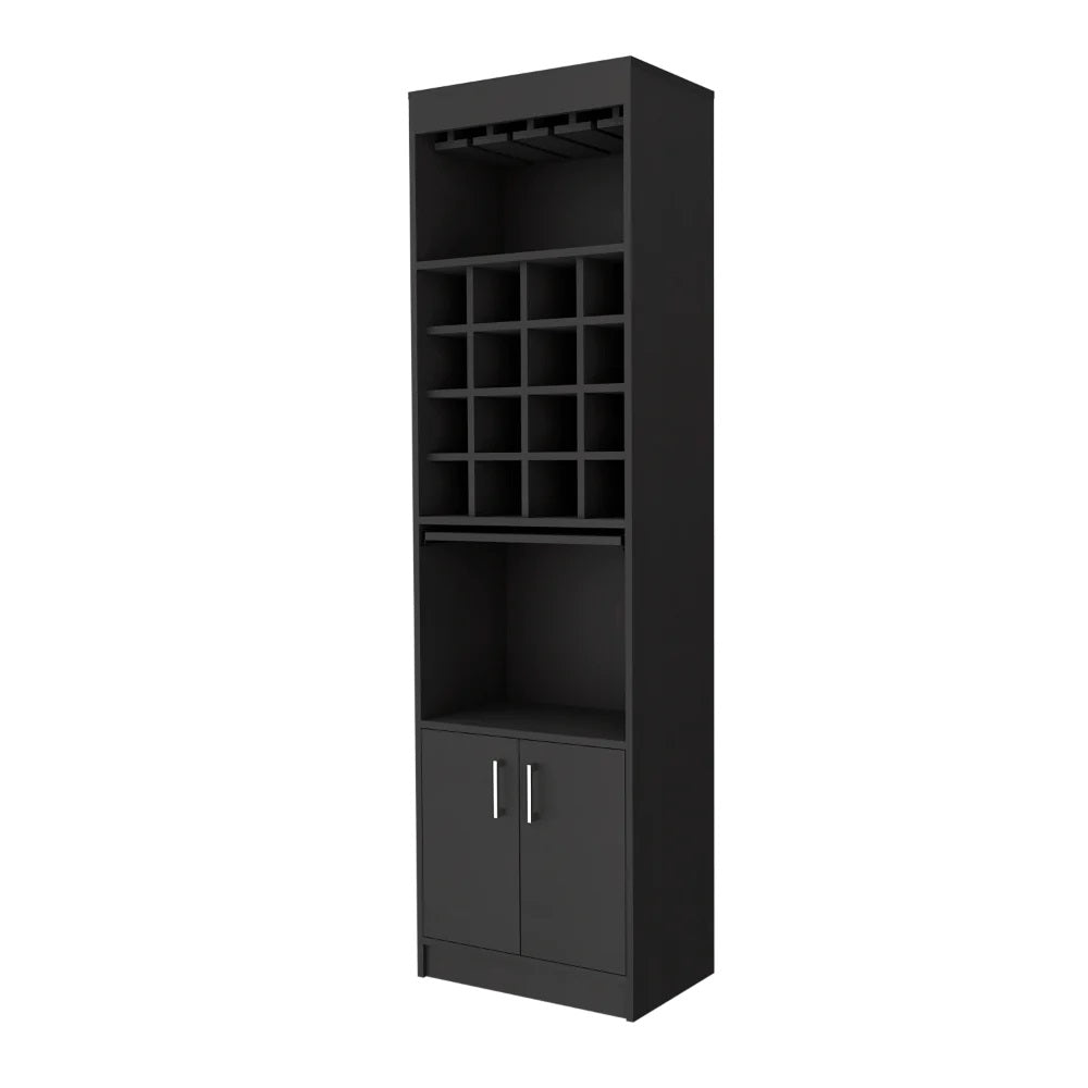 24" Black Bar Cabinet With Eighteen Shelves - Homeroots - Flyclothing LLC