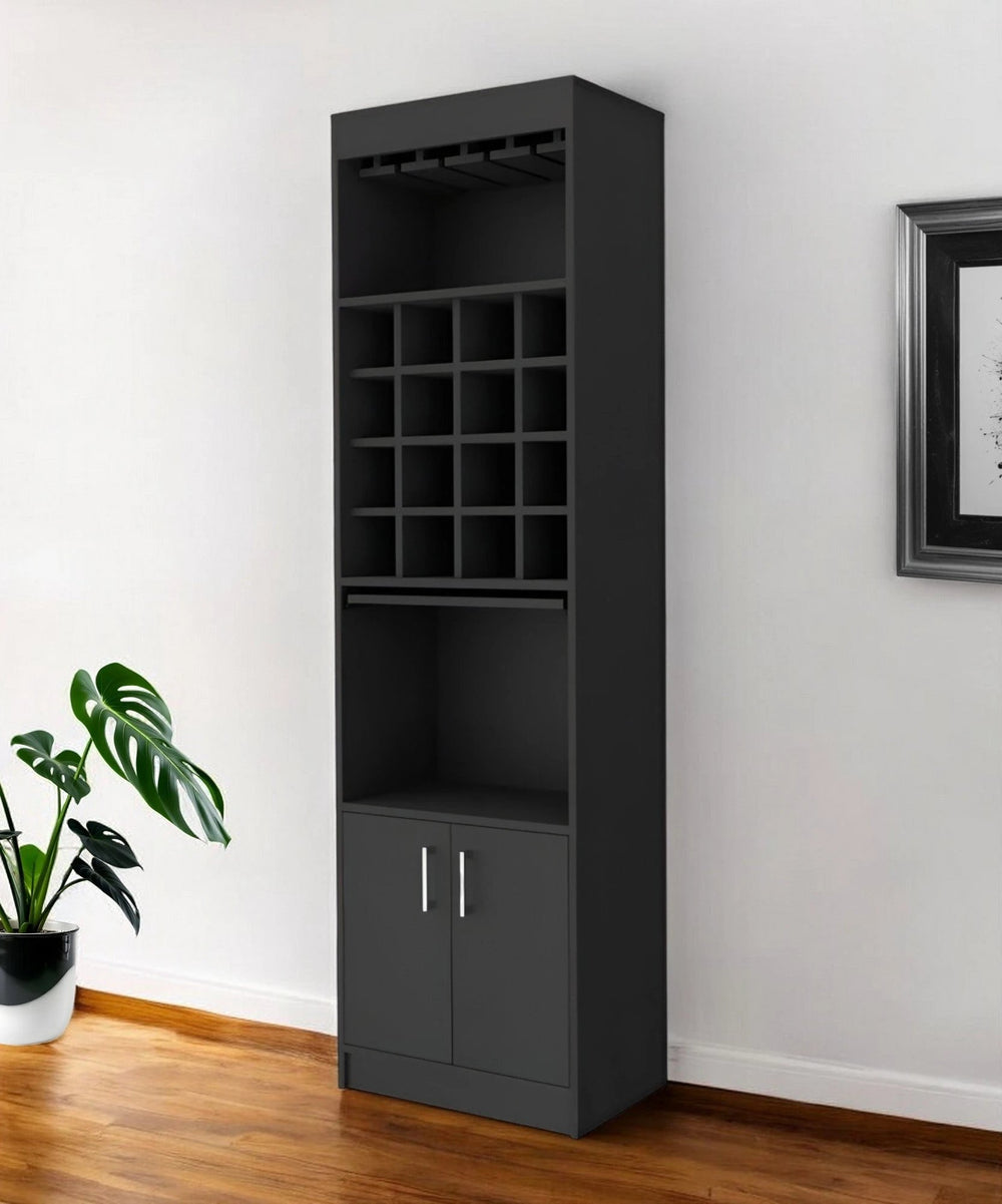 24" Black Bar Cabinet With Eighteen Shelves - Homeroots