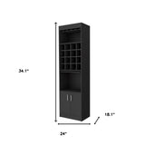 24" Black Bar Cabinet With Eighteen Shelves - Homeroots - Flyclothing LLC