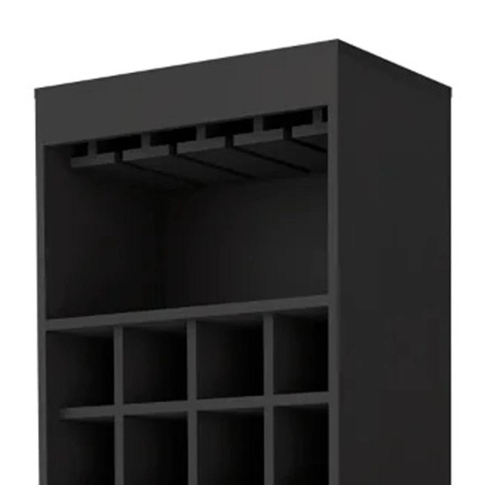 24" Black Bar Cabinet With Eighteen Shelves - Homeroots - Flyclothing LLC