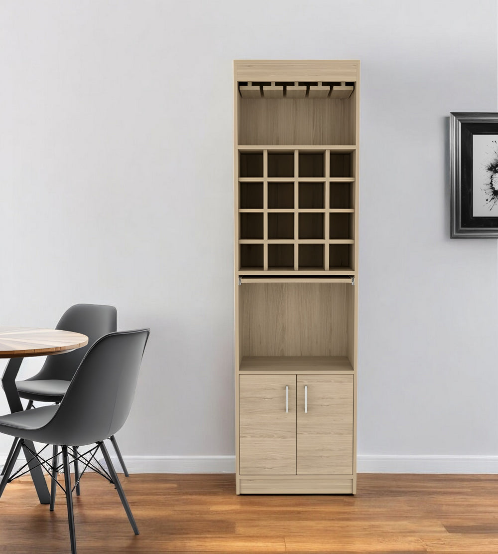 24" Natural Bar Cabinet With Eighteen Shelves - Homeroots