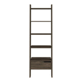 70" Brown Five Tier Ladder Bookcase with A Drawer - Homeroots