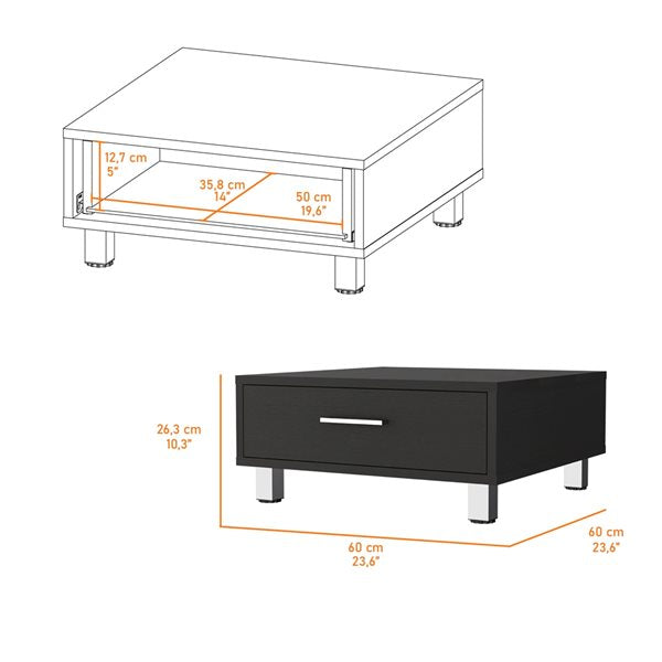 24" Black Coffee Table With Drawer - Homeroots - Flyclothing LLC