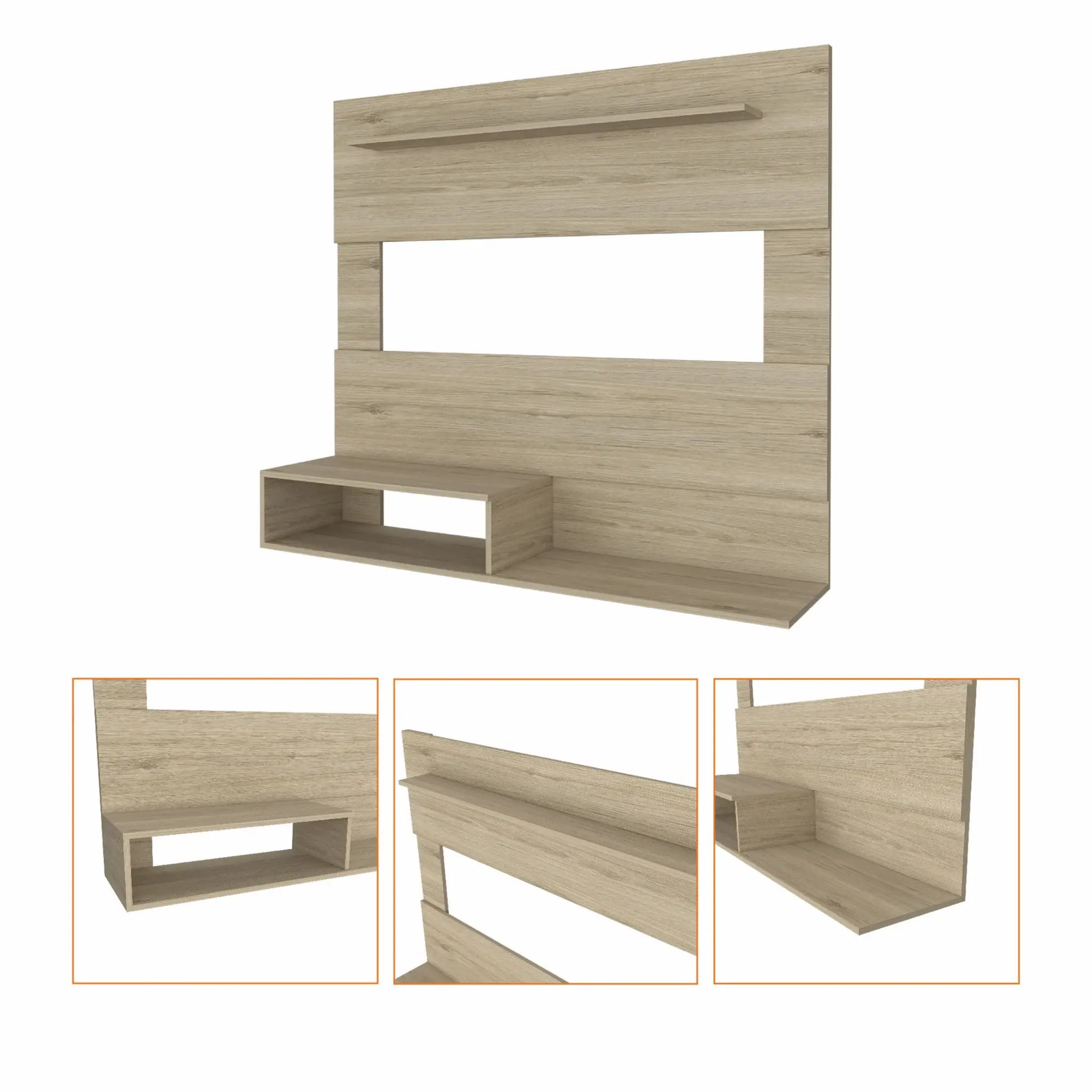 55" Light Pine Open Shelving Entertainment Center - Homeroots - Flyclothing LLC