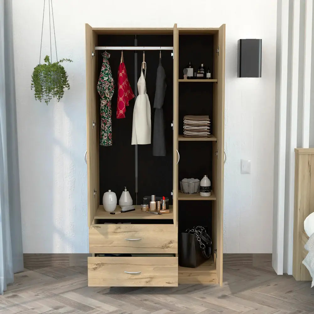 71" Light Oak Manufactured Wood Two Drawer Combo Dresser - Homeroots - Flyclothing LLC