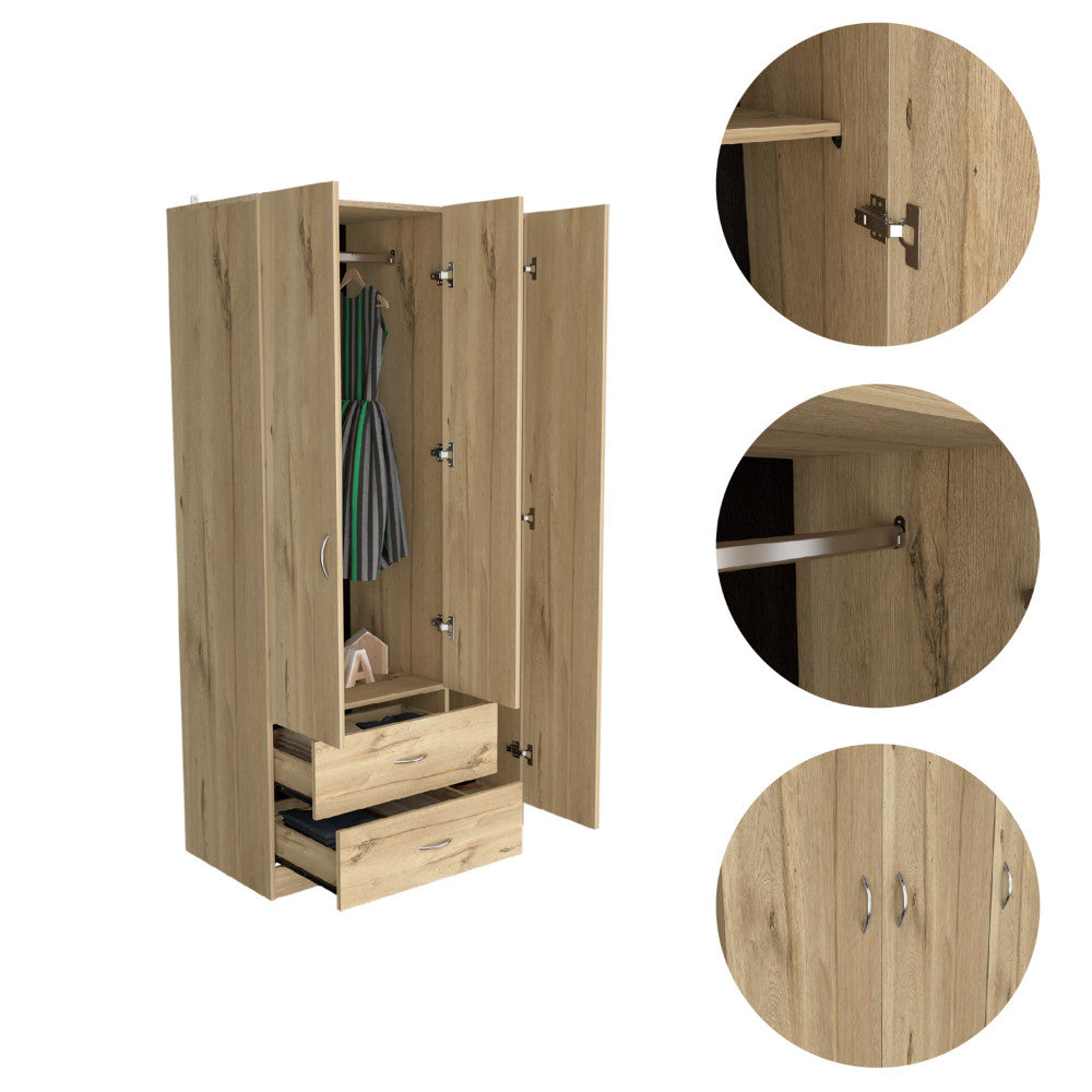 71" Light Oak Manufactured Wood Two Drawer Combo Dresser - Homeroots - Flyclothing LLC