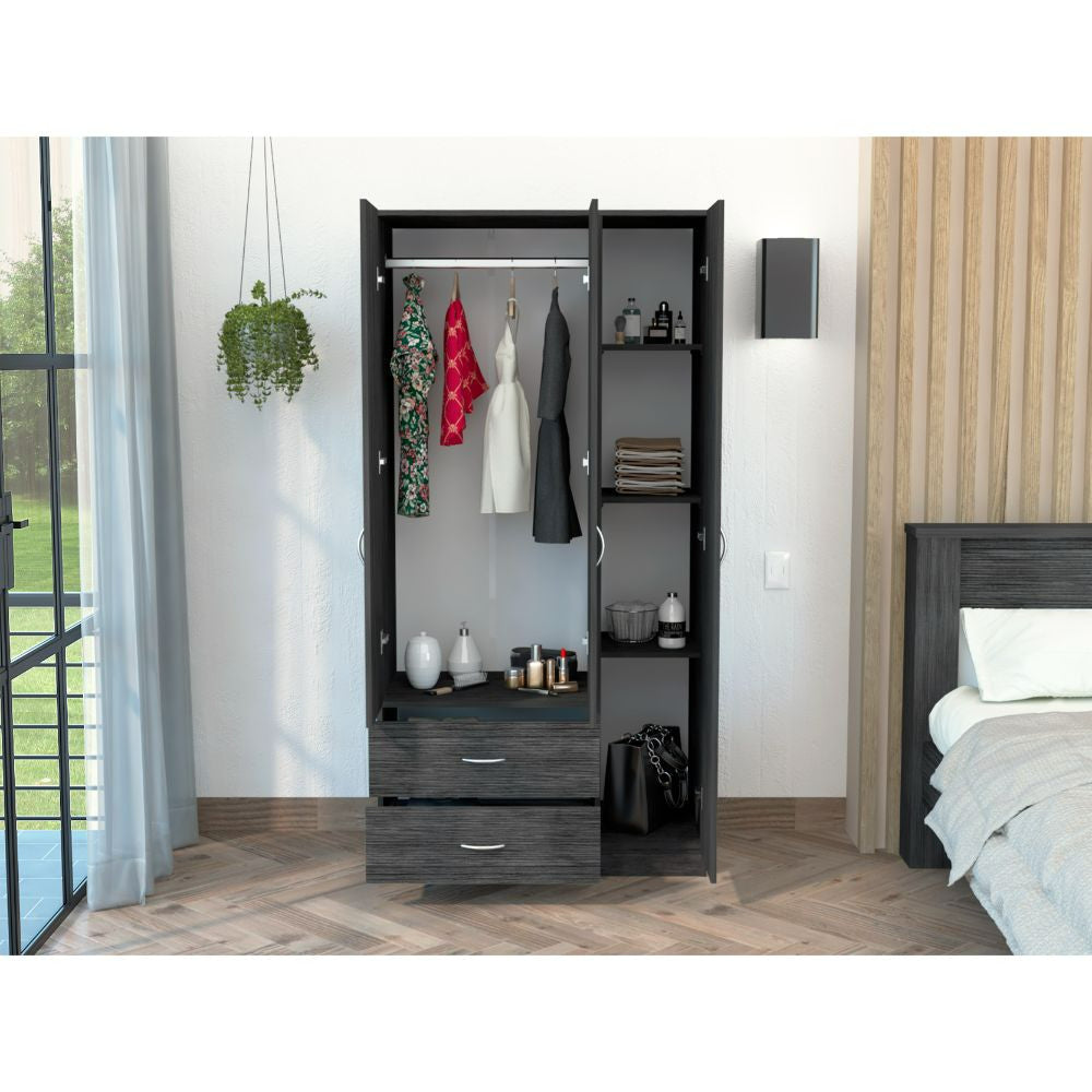 71" Gray Grainy Oak Manufactured Wood Two Drawer Combo Dresser - Homeroots - Flyclothing LLC