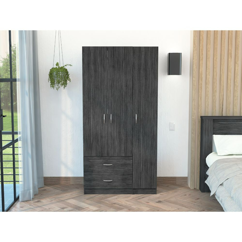 71" Gray Grainy Oak Manufactured Wood Two Drawer Combo Dresser - Homeroots - Flyclothing LLC