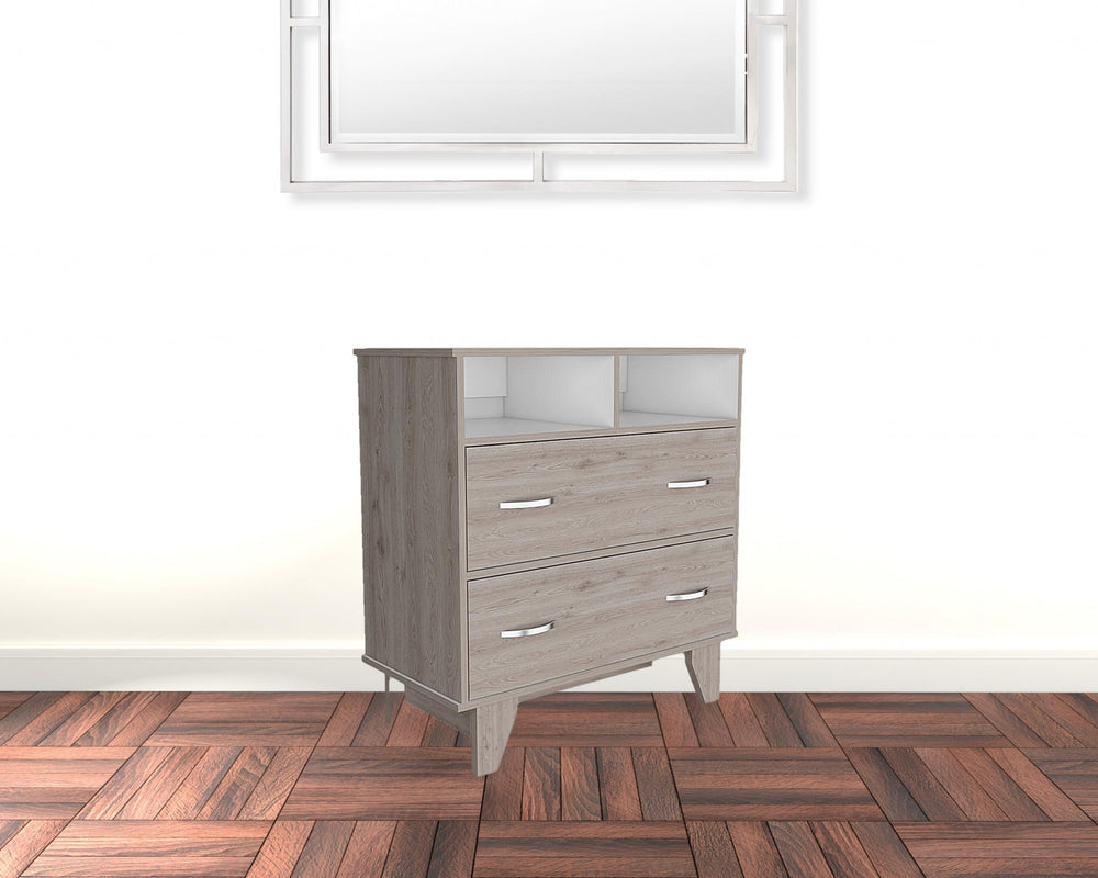 32" Light Grey Manufactured Wood Two Drawer Dresser - Homeroots - Flyclothing LLC
