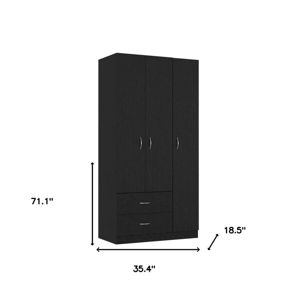 71" Black Manufactured Wood Two Drawer Combo Dresser - Homeroots - Flyclothing LLC