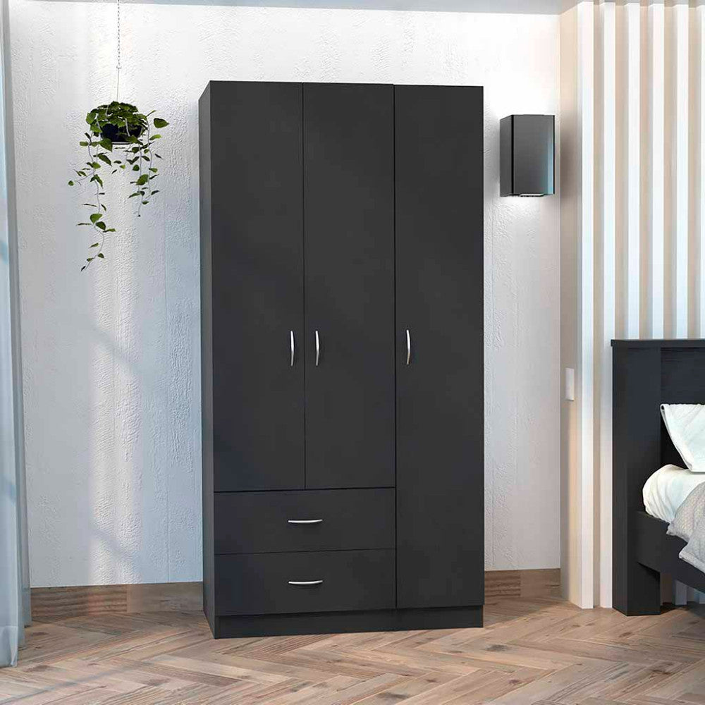 71" Black Manufactured Wood Two Drawer Combo Dresser - Homeroots - Flyclothing LLC