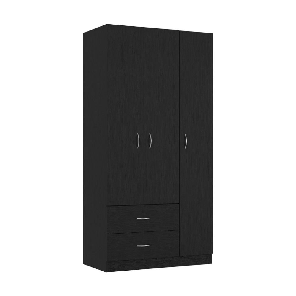 71" Black Manufactured Wood Two Drawer Combo Dresser - Homeroots - Flyclothing LLC