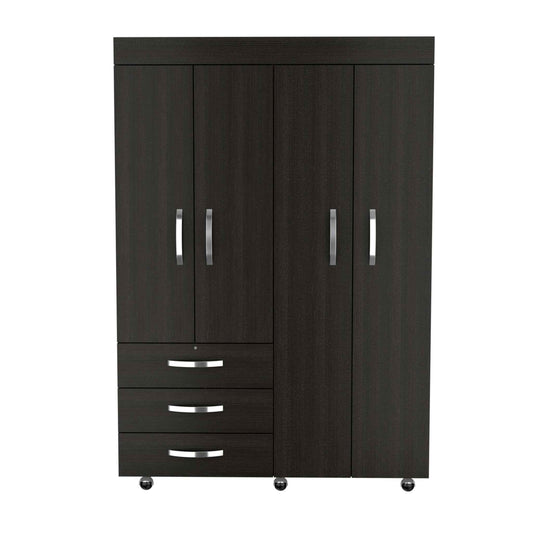 47" Black Three Drawer Combo Dresser - Homeroots