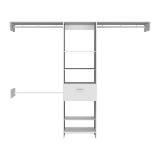 98" White Manufactured Wood Standard With Five Shelves And One Drawer - Homeroots
