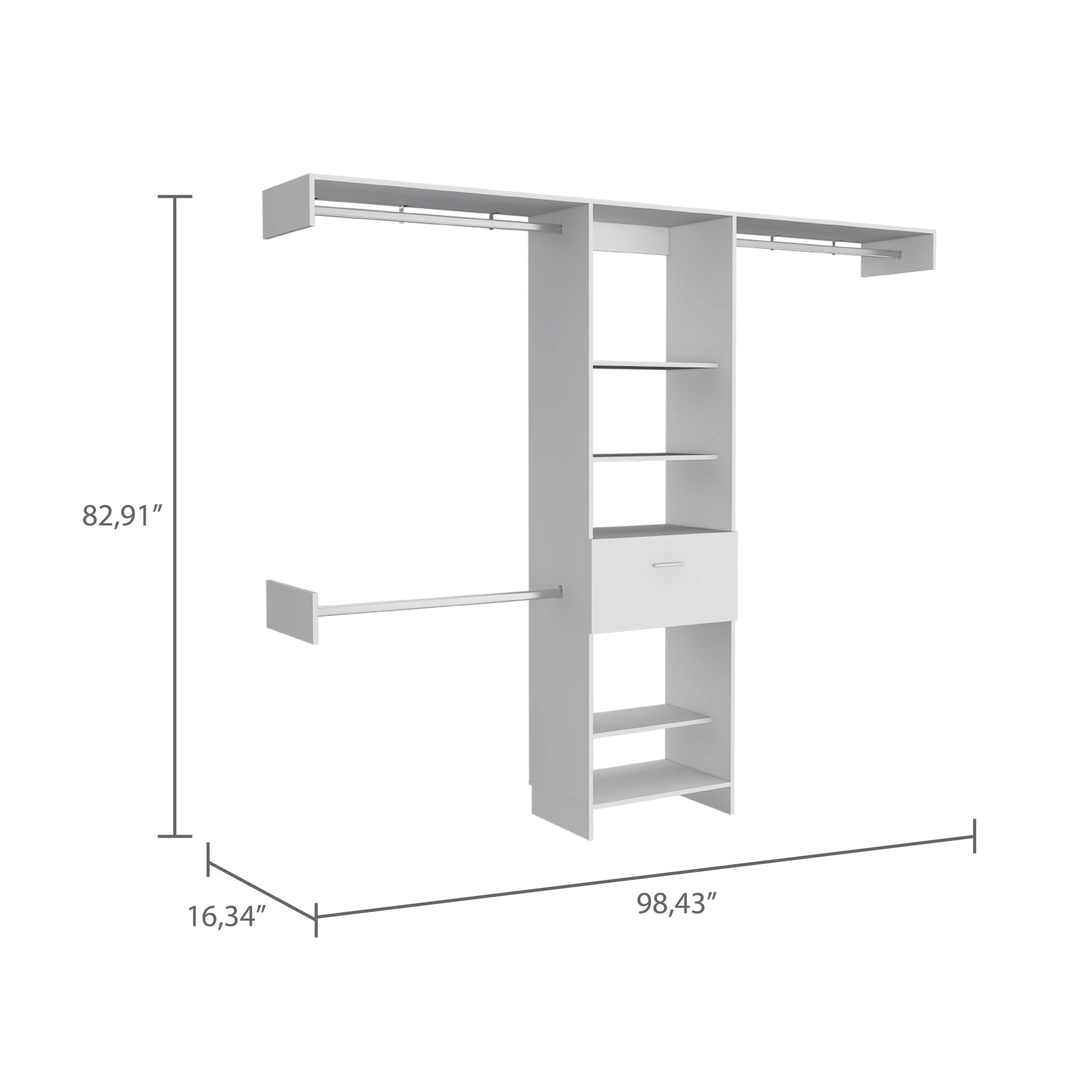 98" White Manufactured Wood Standard With Five Shelves And One Drawer - Homeroots - Flyclothing LLC