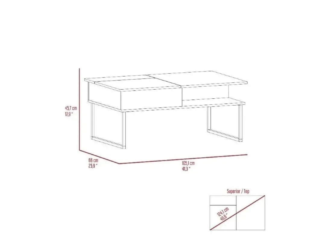 41" Gray And Onyx Metal Lift Top Coffee Table With Two Shelves - Homeroots - Flyclothing LLC