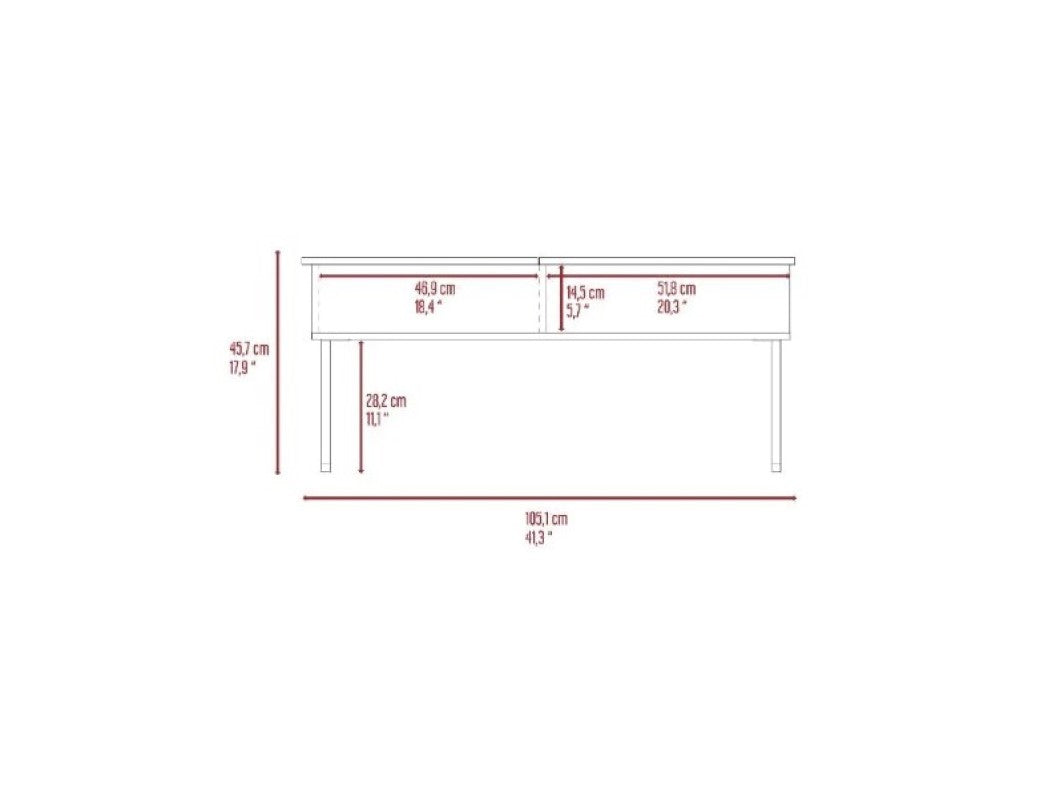 41" Gray And Onyx Metal Lift Top Coffee Table With Two Shelves - Homeroots - Flyclothing LLC