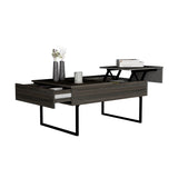 39" Espresso And Black Metal Lift Top Coffee Table With Drawer - Homeroots - Flyclothing LLC