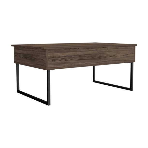 41" Dark Brown And Black Metal Lift Top Coffee Table - Homeroots
