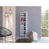 Stylish White Wall Mounted Shoe Rack with Mirror - Homeroots - Flyclothing LLC