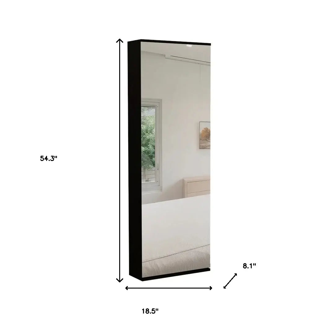Stylish Black Wengue Wall Mounted Shoe Rack with Mirror - Homeroots - Flyclothing LLC