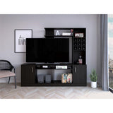 78" Black Particle Board Open Shelving Entertainment Center - Homeroots - Flyclothing LLC