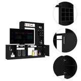 78" Black Particle Board Open Shelving Entertainment Center - Homeroots - Flyclothing LLC
