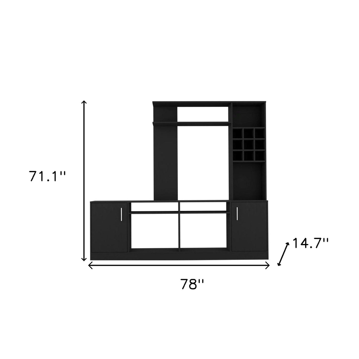 78" Black Particle Board Open Shelving Entertainment Center - Homeroots - Flyclothing LLC