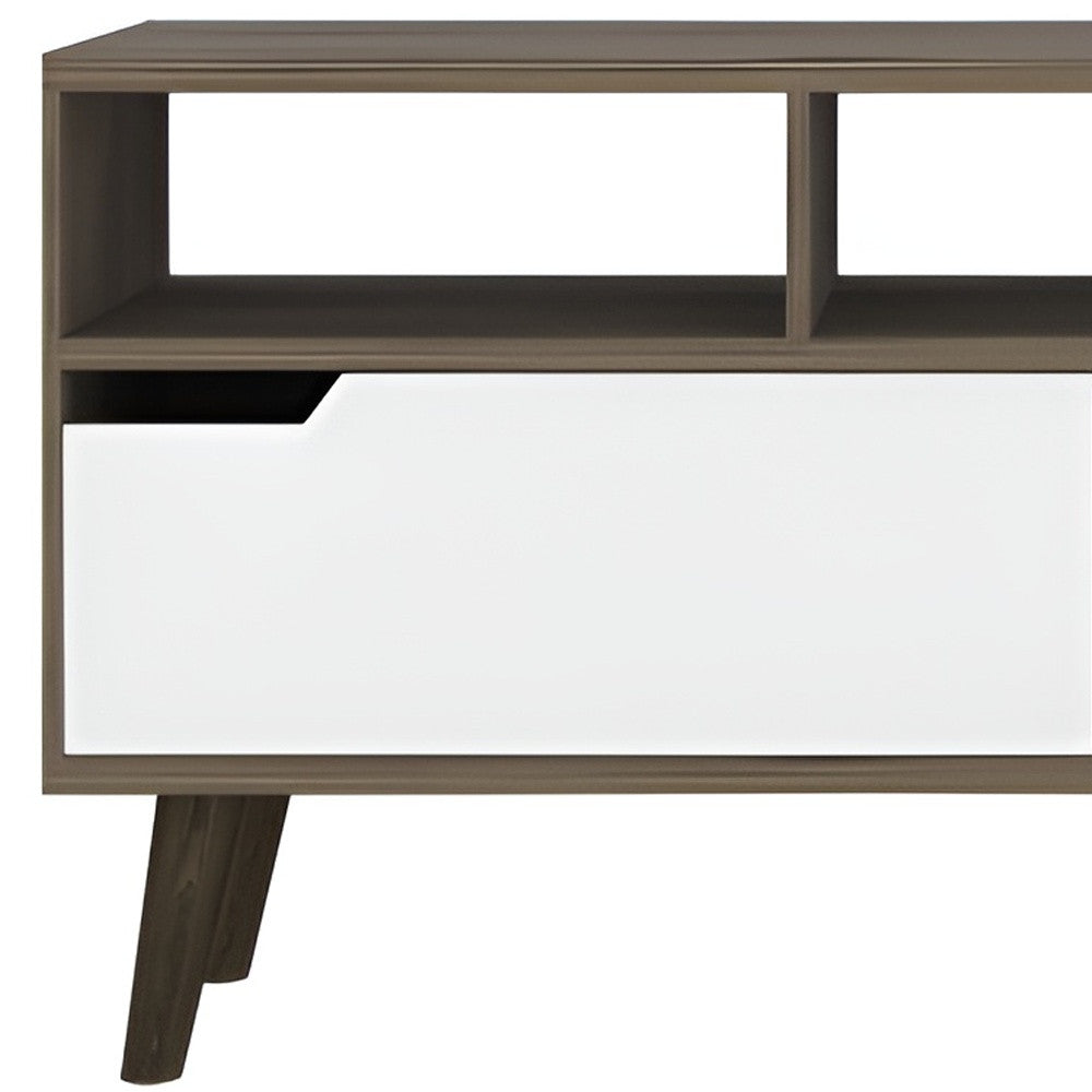 54" Brown And White Particle Board Open Shelving TV Stand - Homeroots