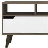 54" Brown And White Particle Board Open Shelving TV Stand - Homeroots