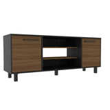 59" Brown And Black Particle Board Open Shelving TV Stand - Homeroots