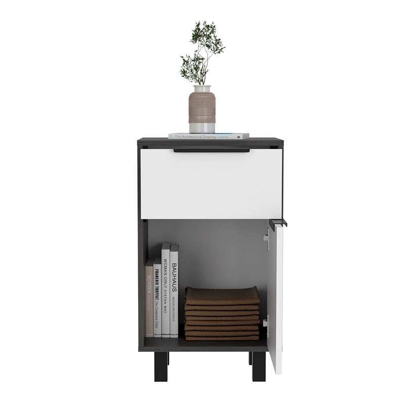 Stylish and Contemporary Smokey Oak and White Bedroom Nightstand - Homeroots - Flyclothing LLC