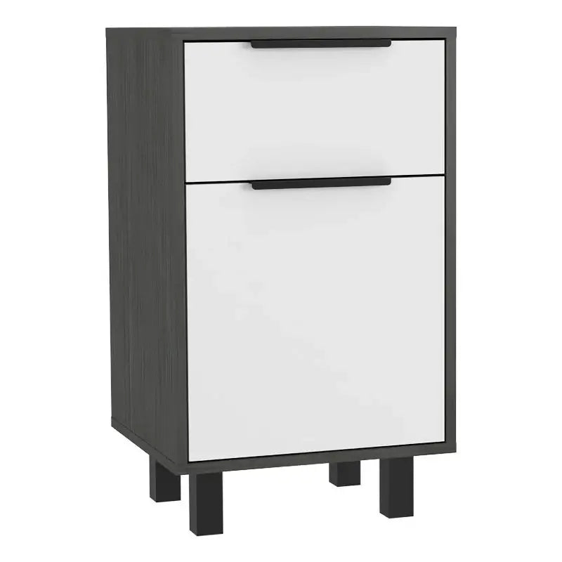 Stylish and Contemporary Smokey Oak and White Bedroom Nightstand - Homeroots - Flyclothing LLC