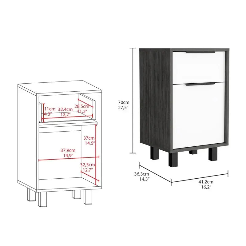 Stylish and Contemporary Smokey Oak and White Bedroom Nightstand - Homeroots - Flyclothing LLC