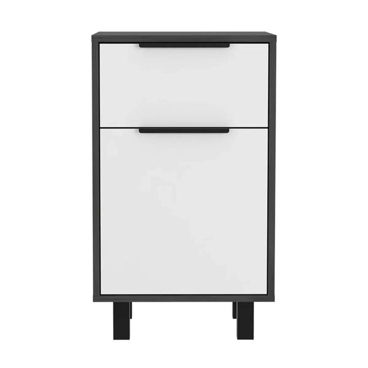 Stylish and Contemporary Smokey Oak and White Bedroom Nightstand - Homeroots - Flyclothing LLC