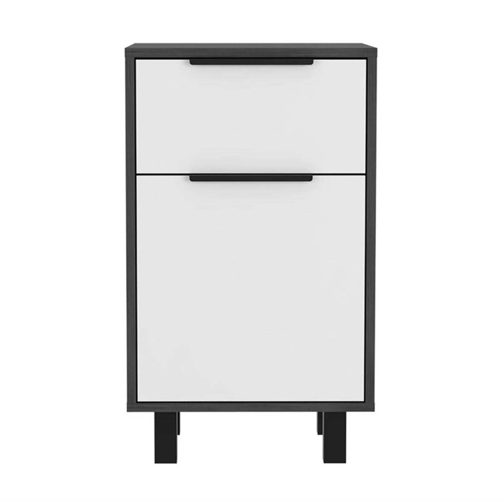 Stylish and Contemporary Smokey Oak and White Bedroom Nightstand - Homeroots - Flyclothing LLC