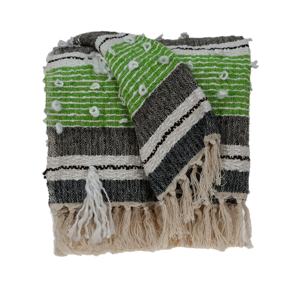 52" X 67" Beige and Black Woven Wool Throw Blanket - Homeroots - Flyclothing LLC