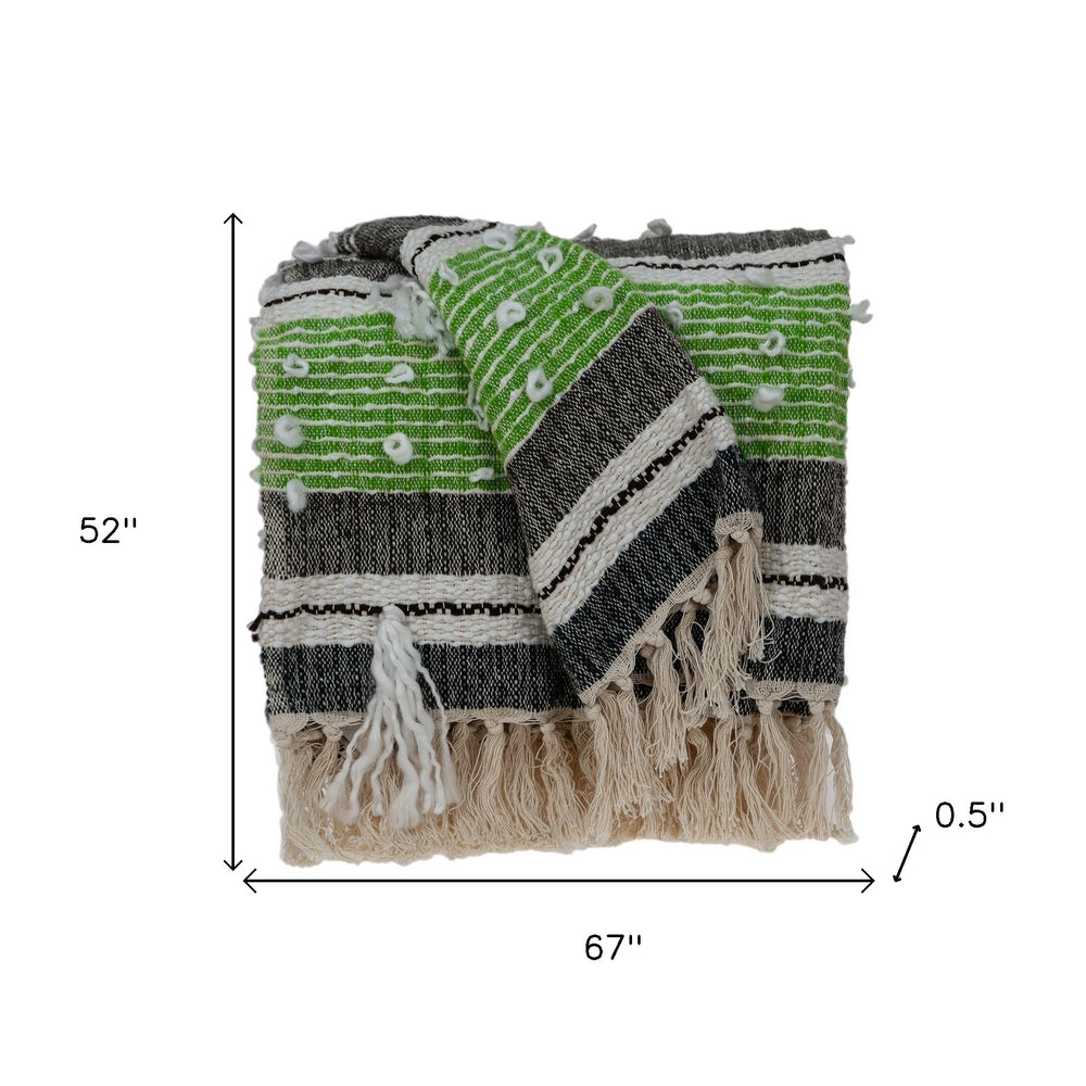 52" X 67" Beige and Black Woven Wool Throw Blanket - Homeroots - Flyclothing LLC