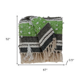 52" X 67" Beige and Black Woven Wool Throw Blanket - Homeroots - Flyclothing LLC