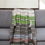 52" X 67" Beige and Black Woven Wool Throw Blanket - Homeroots